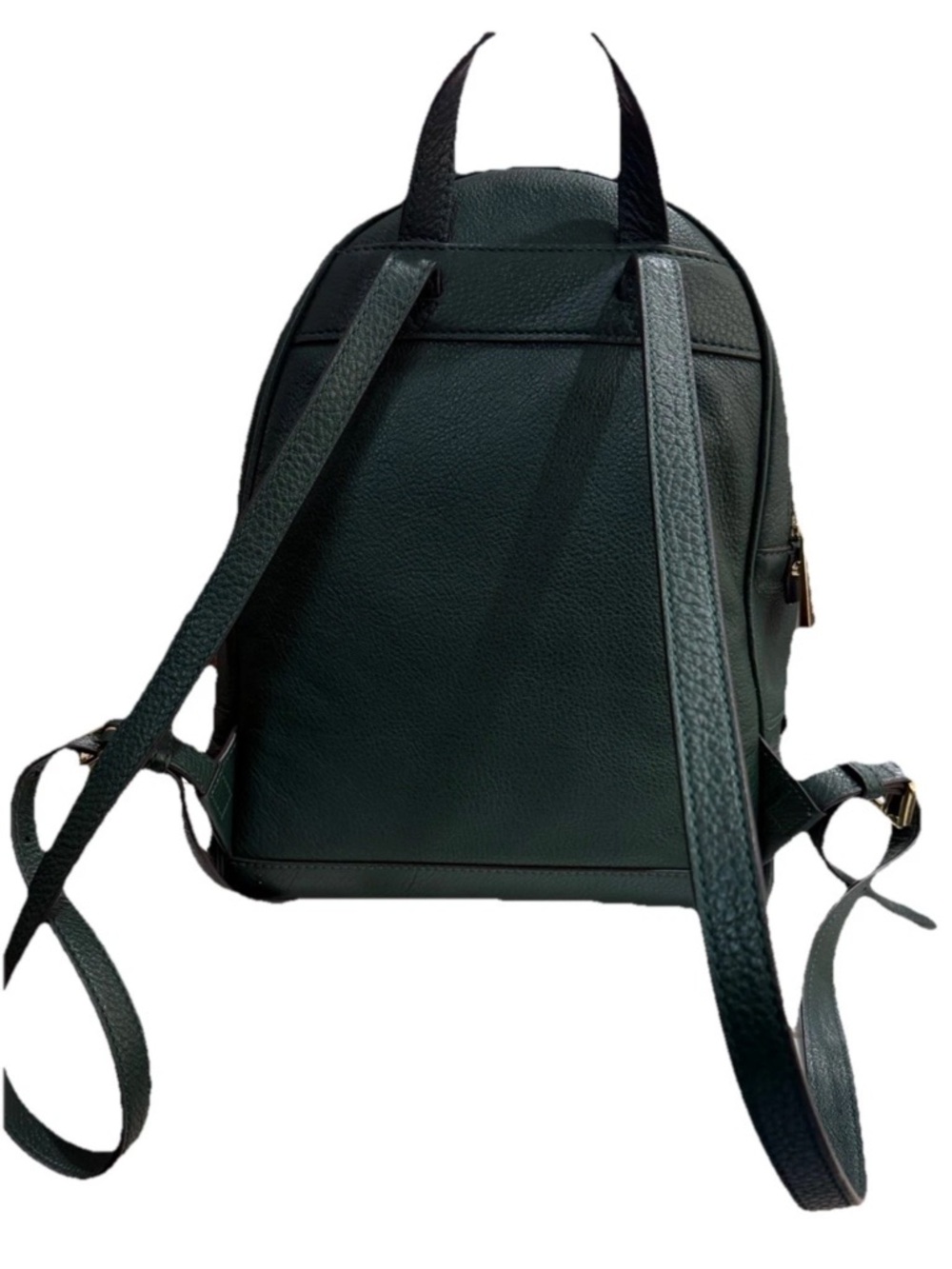 Michael Kors Green Pebbled Leather Backpack Gold Hardware Zipper Inner pocket - Picture 3 of 10